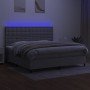 Cama box spring con colchón tela y LED gris claro 200x200 cm de , Camas y somieres - Ref: Foro24-3135221, Precio: 700,99 €, D...