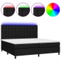 Box spring bed mattress and LED lights black fabric 200x200 cm by , Beds and slatted bases - Ref: Foro24-3135223, Price: 701,...