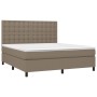 Boxspringbett mit Matratze und LED-Leuchten taupegrauer Stoff 160x200 cm von , Betten und Lattenroste - Ref: Foro24-3135209, ...