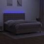 Boxspringbett mit Matratze und LED-Leuchten taupegrauer Stoff 160x200 cm von , Betten und Lattenroste - Ref: Foro24-3135209, ...