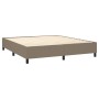 Box spring bed with mattress and LED lights taupe gray fabric