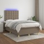 Cama box spring con colchón y LED tela gris taupe 120x200 cm
