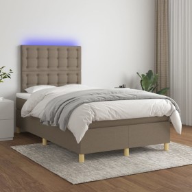 Box spring bed with mattress and LED taupe gray fabric 120x200 cm by , Beds and slatted bases - Ref: Foro24-3135745, Price: 4...