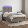 Box spring bed with mattress and LED taupe gray fabric 120x200 cm by , Beds and slatted bases - Ref: Foro24-3135745, Price: 4...