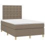 Box spring bed with mattress and LED taupe gray fabric 120x200