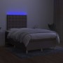 Box spring bed with mattress and LED taupe gray fabric 120x200