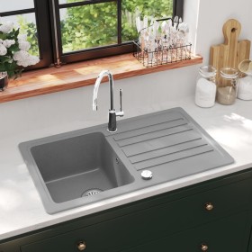 Graues Granit-Einzelbecken-Wendewaschbecken mit Abtropffläche von vidaXL, Sinkt - Ref: Foro24-141670, Preis: 198,15 €, Rabatt: %