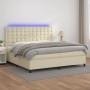 Cama box spring colchón y LED cuero sintético crema 200x200 cm de , Camas y somieres - Ref: Foro24-3135965, Precio: 705,28 €,...