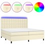 Cama box spring colchón y LED cuero sintético crema 200x200 cm de , Camas y somieres - Ref: Foro24-3135965, Precio: 705,99 €,...