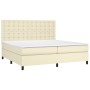 Cama box spring colchón y LED cuero sintético crema 200x200 cm de , Camas y somieres - Ref: Foro24-3135965, Precio: 705,99 €,...