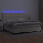 Cama box spring colchón y LED cuero sintético crema 200x200 cm de , Camas y somieres - Ref: Foro24-3135965, Precio: 705,99 €,...