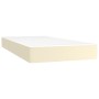 Box spring bed with mattress and LED cream synthetic leather 200x200 cm