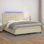 Cama box spring colchón y LED cuero sintético crema 180x200 cm de , Camas y somieres - Ref: Foro24-3135959, Precio: 632,99 €,...