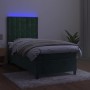 Box spring bed with mattress and LED dark green velvet 90x190 cm by , Beds and slatted bases - Ref: Foro24-3136338, Price: 36...