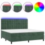 Box spring bed with mattress and LED velvet dark green 200x200cm by , Beds and slatted bases - Ref: Foro24-3136386, Price: 73...