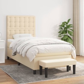 Box spring bed with cream fabric mattress 90x190 cm by , Beds and slatted bases - Ref: Foro24-3136882, Price: 400,99 €, Disco...