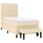 Box spring bed with cream fabric mattress 90x190 cm by , Beds and slatted bases - Ref: Foro24-3136882, Price: 401,65 €, Disco...