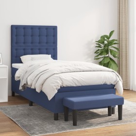 Box spring bed with blue fabric mattress 80x200 cm by , Beds and slatted bases - Ref: Foro24-3136875, Price: 361,99 €, Discou...