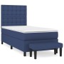 Box spring bed with blue fabric mattress 80x200 cm
