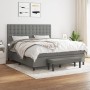 Box spring bed with dark gray fabric mattress 160x200 cm