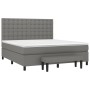 Box spring bed with dark gray fabric mattress 160x200 cm