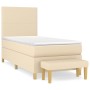 Cama box spring con colchón tela color crema 90x200 cm de , Camas y somieres - Ref: Foro24-3136970, Precio: 388,51 €, Descuen...