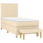 Cama box spring con colchón tela color crema 90x200 cm de , Camas y somieres - Ref: Foro24-3136970, Precio: 388,51 €, Descuen...