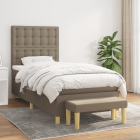 Box spring bed with taupe gray fabric mattress 80x200 cm by , Beds and slatted bases - Ref: Foro24-3137433, Price: 377,10 €, ...