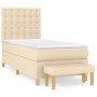 Box spring bed with cream fabric mattress 90x200 cm