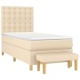 Cama box spring con colchón tela color crema 90x200 cm de , Camas y somieres - Ref: Foro24-3137450, Precio: 386,06 €, Descuen...