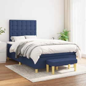 Box spring bed with blue fabric mattress 120x200 cm by , Beds and slatted bases - Ref: Foro24-3137467, Price: 476,23 €, Disco...