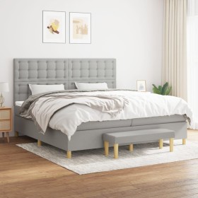 Box spring bed with light gray fabric mattress 200x200 cm by , Beds and slatted bases - Ref: Foro24-3137501, Price: 679,11 €,...