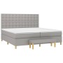 Box spring bed with light gray fabric mattress 200x200 cm