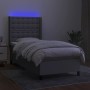 Boxspringbettmatratze und LED-Leuchten aus hellgrauem Stoff 80x200 cm von , Betten und Lattenroste - Ref: Foro24-3138589, Pre...