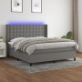 Box spring bed mattress and LED lights dark gray fabric 160x200 cm by , Beds and slatted bases - Ref: Foro24-3138646, Price: ...