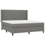 Boxspringbettmatratze und LED-Leuchten dunkelgrauer Stoff 160x200 cm von , Betten und Lattenroste - Ref: Foro24-3138646, Prei...