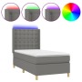 Box spring bed mattress and LED lights dark gray fabric 80x200