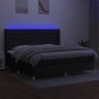 Cama box spring colchón y luces LED tela negro 200x200 cm