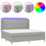 Cama box spring con colchón tela y LED gris claro 200x200 cm de , Camas y somieres - Ref: Foro24-3139221, Precio: 655,59 €, D...