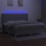 Cama box spring con colchón tela y LED gris claro 200x200 cm