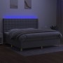 Cama box spring con colchón tela y LED gris claro 200x200 cm de , Camas y somieres - Ref: Foro24-3139221, Precio: 655,59 €, D...