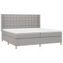 Cama box spring con colchón tela y LED gris claro 200x200 cm de , Camas y somieres - Ref: Foro24-3139221, Precio: 655,59 €, D...