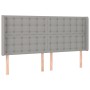 Cama box spring con colchón tela y LED gris claro 200x200 cm de , Camas y somieres - Ref: Foro24-3139221, Precio: 655,59 €, D...