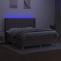 Boxspringbett mit Matratze und LED-Leuchten taupegrauer Stoff 160x200 cm von , Betten und Lattenroste - Ref: Foro24-3139209, ...