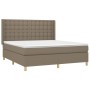 Boxspringbett mit Matratze und LED-Leuchten taupegrauer Stoff 160x200 cm von , Betten und Lattenroste - Ref: Foro24-3139209, ...