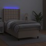 Box spring bed LED mattress synthetic leather cappuccino 100x200cm by , Beds and slatted bases - Ref: Foro24-3139372, Price: ...