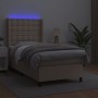 Cama box spring colchón LED cuero sintético capuchino 100x200cm