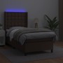 Boxspringbett und LED-Matratze braunes Kunstleder 90x200 cm von , Betten und Lattenroste - Ref: Foro24-3139364, Preis: 395,99...