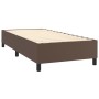 Box spring bed and LED mattress brown synthetic leather 90x200 cm
