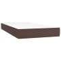 Box spring bed and LED mattress brown synthetic leather 90x200 cm